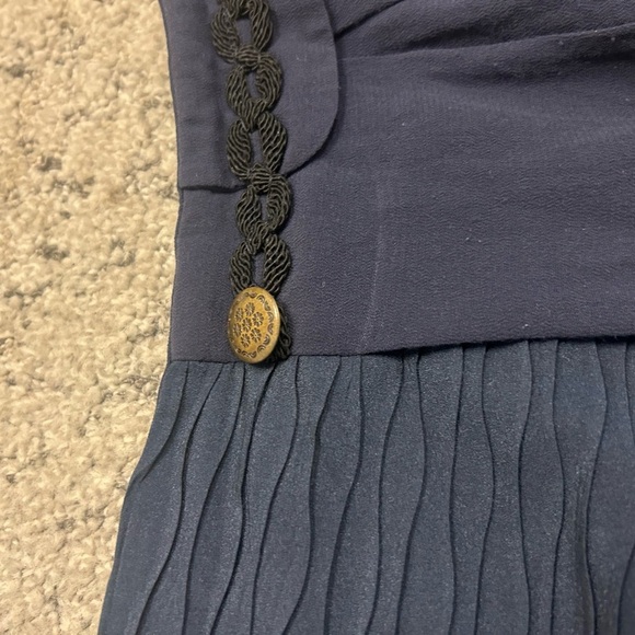 “Girls from Savoy” 10 (Anthropologie) Navy Blue Skirt with gold button nautical - Picture 16 of 16